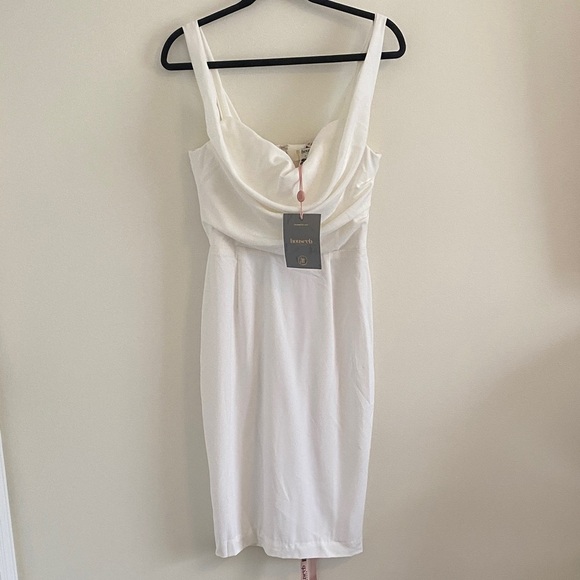 NWT House of CB Micaela Ivory White Draped Corset Midi Dress size Medium - Picture 2 of 11
